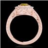 Image 2 : 2 ctw SI/I Fancy Intense Yellow Diamond Halo Ring 10K Rose Gold - REF-237Y8X - SKU:33908