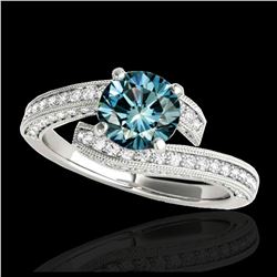 1.75 ctw SI Fancy Blue Diamond Bypass Ring 10K White Gold - REF-135W2H - SKU:35131