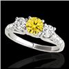 Image 1 : 3.25 ctw SI/I Fancy Intense Yellow Diamond 3 Stone Ring 10K White Gold - REF-295X9R - SKU:35455