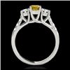 Image 2 : 3.25 ctw SI/I Fancy Intense Yellow Diamond 3 Stone Ring 10K White Gold - REF-295X9R - SKU:35455