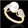 Image 2 : 0.27 ctw VS/SI Diamond & Pearl Ring 18K Yellow Gold - REF-45M3F - SKU:22645