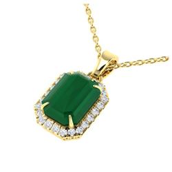 5.50 ctw Emerald & VS/SI Diamond Necklace 18K Yellow Gold - REF-77N8A - SKU:21359
