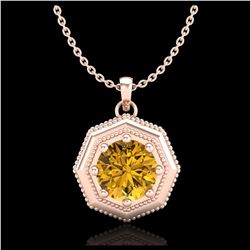 0.75 ctw Intense Fancy Yellow Diamond Art Deco Necklace 18K Rose Gold - REF-100A2V - SKU:37946