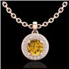 Image 1 : 1 ctw Intense Fancy Yellow Diamond Art Deco Necklace 18K Rose Gold - REF-167N6A - SKU:37666