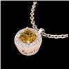 Image 2 : 1 ctw Intense Fancy Yellow Diamond Art Deco Necklace 18K Rose Gold - REF-167N6A - SKU:37666