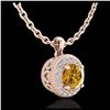 Image 3 : 1 ctw Intense Fancy Yellow Diamond Art Deco Necklace 18K Rose Gold - REF-167N6A - SKU:37666