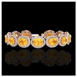 24 ctw Citrine & VS/SI Diamond Bracelet 10K Rose Gold - REF-360A2V - SKU:22684