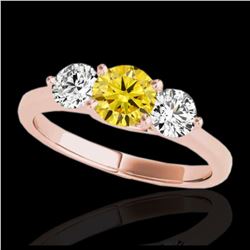 2 ctw SI/I Fancy Intense Yellow Diamond 3 Stone Ring 10K Rose Gold - REF-300W2H - SKU:35393