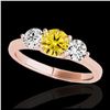 Image 1 : 2 ctw SI/I Fancy Intense Yellow Diamond 3 Stone Ring 10K Rose Gold - REF-300W2H - SKU:35393