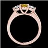 Image 2 : 2 ctw SI/I Fancy Intense Yellow Diamond 3 Stone Ring 10K Rose Gold - REF-300W2H - SKU:35393