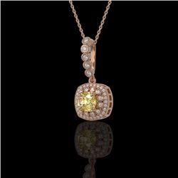 1.95 ctw Canary Citrine & Diamond Necklace 14K Rose Gold - REF-69M6F - SKU:44088