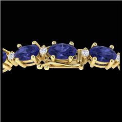26.3 ctw Tanzanite & VS/SI Diamond Eternity Bracelet 10K Yellow Gold - REF-345N5A - SKU:29465