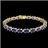 Image 2 : 26.3 ctw Tanzanite & VS/SI Diamond Eternity Bracelet 10K Yellow Gold - REF-345N5A - SKU:29465