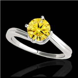 1 ctw SI/I Fancy Intense Yellow Diamond Bypass Ring 10K White Gold - REF-105A8V - SKU:35035