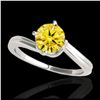 Image 1 : 1 ctw SI/I Fancy Intense Yellow Diamond Bypass Ring 10K White Gold - REF-105A8V - SKU:35035