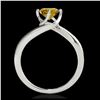 Image 2 : 1 ctw SI/I Fancy Intense Yellow Diamond Bypass Ring 10K White Gold - REF-105A8V - SKU:35035