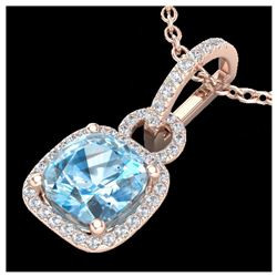 3.50 ctw Topaz & VS/SI Diamond Necklace 14K Rose Gold - REF-53V6Y - SKU:22993