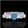 Image 2 : 2.3 ctw Fancy Intense Blue Diamond Ring 18K White Gold - REF-236V4Y - SKU:37642