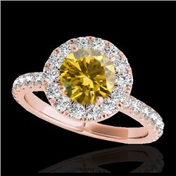 1.75 ctw SI/I Fancy Intense Yellow Diamond Ring 10K Rose Gold - REF-204R5K - SKU:33444