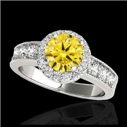 2.1 ctw SI/I Fancy Intense Yellow Diamond Ring 10K White Gold - REF-231N2A - SKU:34547