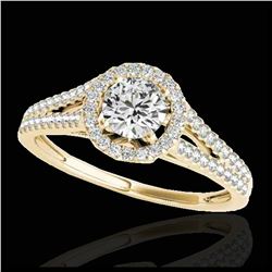 1.30 ctw H-SI/I Diamond Solitaire Halo Ring 10K Yellow Gold - REF-125A5V - SKU:33884