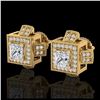 Image 1 : 1.73 ctw Princess VS/SI Diamond Stud Earrings 18K Yellow Gold - REF-254K5W - SKU:37186