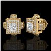 Image 2 : 1.73 ctw Princess VS/SI Diamond Stud Earrings 18K Yellow Gold - REF-254K5W - SKU:37186