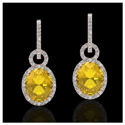 6 ctw Citrine & Halo VS/SI Diamond Earrings 14K Rose Gold - REF-98X2R - SKU:22732