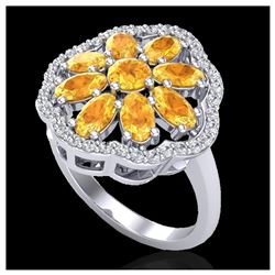 3 ctw Citrine & VS/SI Diamond Cluster Ring  10K White Gold - REF-63H6M - SKU:20777