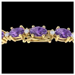 12 ctw Amethyst & VS/SI Diamond Eternity Bracelet 10K Yellow Gold - REF-72Y5X - SKU:21438
