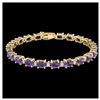 Image 2 : 12 ctw Amethyst & VS/SI Diamond Eternity Bracelet 10K Yellow Gold - REF-72Y5X - SKU:21438