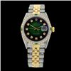 Image 2 : Rolex Men's Two Tone 14K Gold/SS, QuickSet, Diam Dial & Diam/Emerald Bezel - REF-557K7T