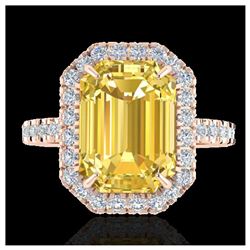 4.50 ctw Citrine And VS/SI Diamond Ring 14K Rose Gold - REF-52N7A - SKU:21422