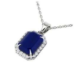 5.50 ctw Sapphire & VS/SI Diamond Necklace 18K White Gold - REF-70N2A - SKU:21367