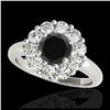 Image 1 : 2.85 ctw VS Black Diamond Solitaire Halo Ring 10K White Gold - REF-105M7F - SKU:34435