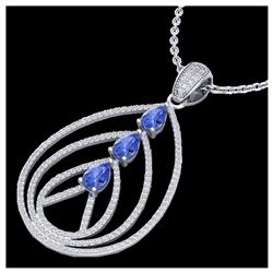 2 ctw Tanzanite & VS/SI Diamond Necklace 18K White Gold - REF-138W2H - SKU:22473