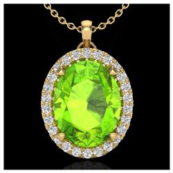 2.75 ctw Peridot & VS/SI Diamond Halo Necklace 18K Yellow Gold - REF-51Y5X - SKU:20595