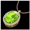Image 2 : 2.75 ctw Peridot & VS/SI Diamond Halo Necklace 18K Yellow Gold - REF-51Y5X - SKU:20595