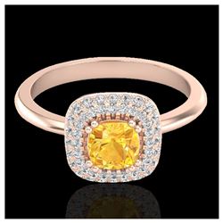 1.16 ctw Citrine & VS/SI Diamond Ring Halo 14K Rose Gold - REF-57K8W - SKU:21025