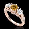 Image 1 : 2.18 ctw Intense Fancy Yellow Diamond Art Deco Ring 18K Rose Gold - REF-272M7F - SKU:38114