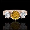 Image 2 : 2.18 ctw Intense Fancy Yellow Diamond Art Deco Ring 18K Rose Gold - REF-272M7F - SKU:38114