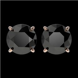 2.50 ctw Fancy Black Diamond Solitaire Stud Earrings 10K Rose Gold - REF-51R3K - SKU:33104