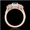 Image 3 : 2.11 ctw Intense Blue Diamond Art Deco 3 Stone Ring 18K Rose Gold - REF-283H6M - SKU:38301