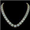 80.98 ctw Aquamarine & Diamond Halo Necklace 10K Yellow Gold - REF-1317N3A - SKU:41500