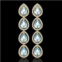 10.56 ctw Aquamarine & Diamond Halo Earrings 10K Yellow Gold - REF-228F7N - SKU:41308
