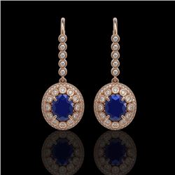 9.25 ctw Sapphire & Diamond Earrings 14K Rose Gold - REF-243N5A - SKU:43608