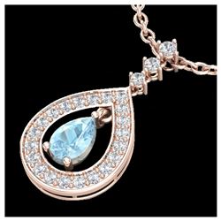 1.15 ctw Aquamarine & VS/SI Diamond Necklace 14K Rose Gold - REF-61F3N - SKU:23161