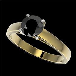 1.25 ctw Fancy Black Diamond Solitaire Ring 10K Yellow Gold - REF-32F5N - SKU:33005