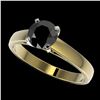 1.25 ctw Fancy Black Diamond Solitaire Ring 10K Yellow Gold - REF-32F5N - SKU:33005