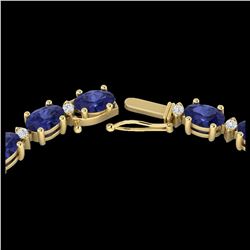 61.85 ctw Tanzanite & VS/SI Diamond Eternity Necklace 10K Yellow Gold - REF-792M7F - SKU:29521